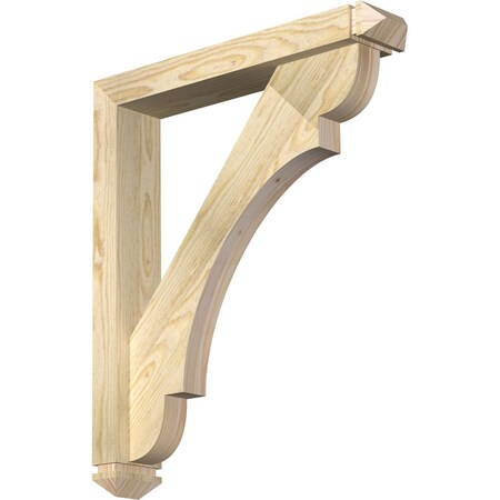 Olympic Arts And Crafts Rough Sawn Bracket W/ Offset Brace, Douglas Fir, 4W X 22D X 26H